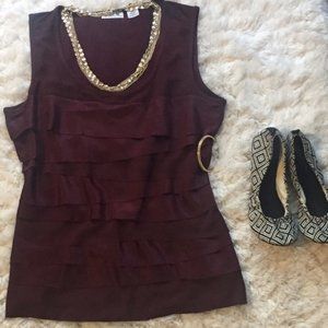 Liz Claiborne size S Ruffle Front Sleeveless Top